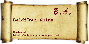 Belányi Anina névjegykártya